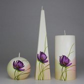 Kaarsen Set Handgeschilderd - Bloem - Paars