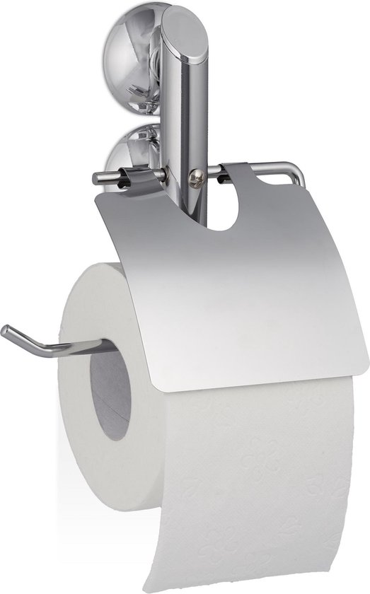 relaxdays toiletrolhouder met zuignap closetrolhouder - wc rolhouder zilver bol.com