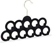 Relaxdays sjaalhanger fluweel - kledinghanger stropdassen - riemenhanger - accessoires - zwart