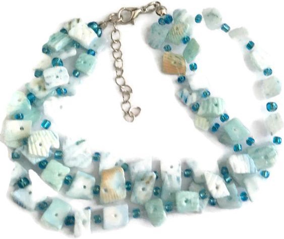 Petra’s Sieradenwereld - Enkelbandje schelpkralen turquoise