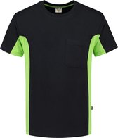 Tricorp 102002 T-Shirt Bicolor Borstzak - Zwart/Limoen - 7XL