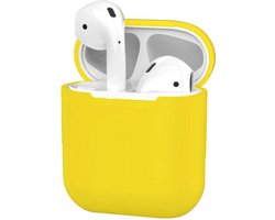 Hoesje - Geschikt voor Apple Airpods 2 - Siliconen Dun Met Clip - Case Cover - Silicone Hoes - Geel