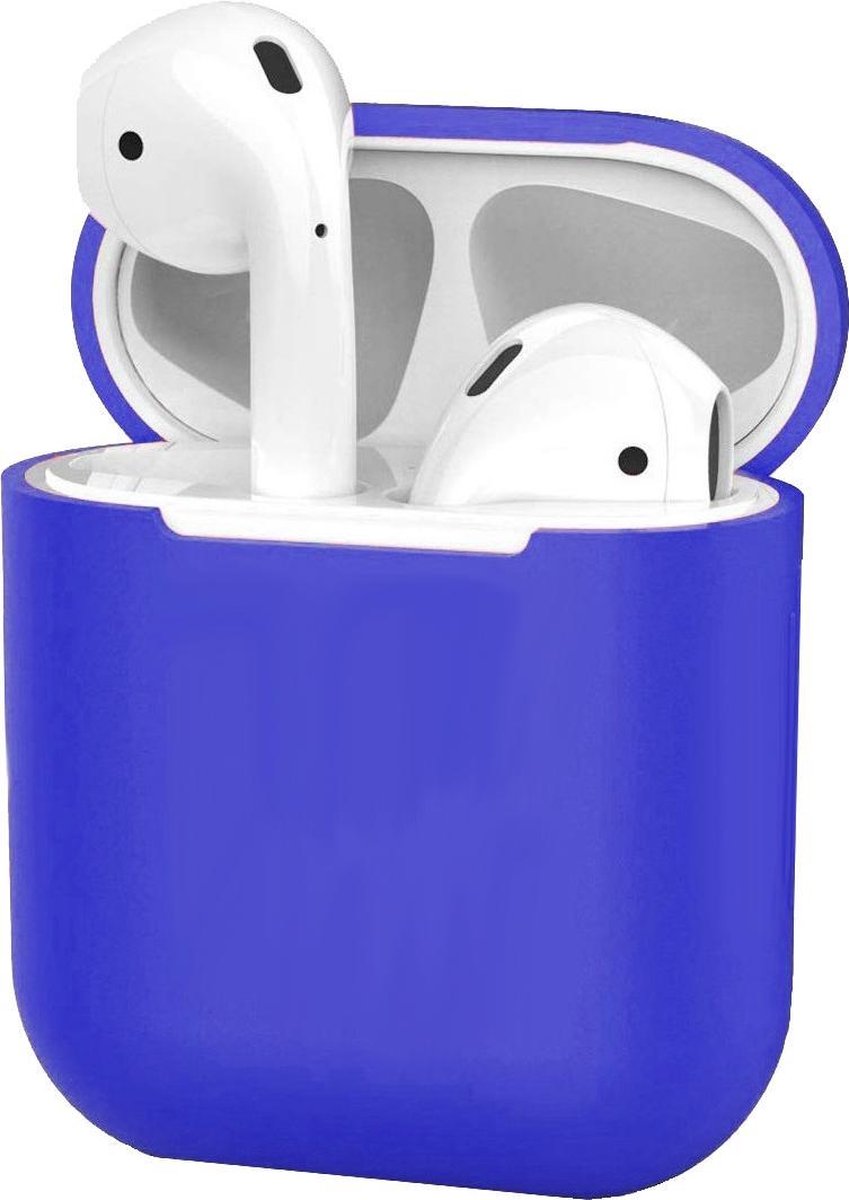 Case Geschikt voor AirPods 2 Hoesje Hoes Siliconen Met Clip Cover Dun - Hoesje Geschikt voor Apple Airpods 2 Siliconen Met Clip - Donkerblauw