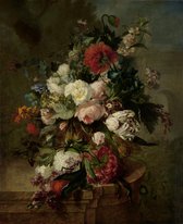 Stilleven met bloemen, Harmanus Uppink, 1789 op aluminium. Afmetingen van dit schilderij zijn 125 x 187 cm