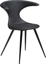 Set van 2 Danform Flair eetkamerstoel zwart echt leer, zwarte poten.