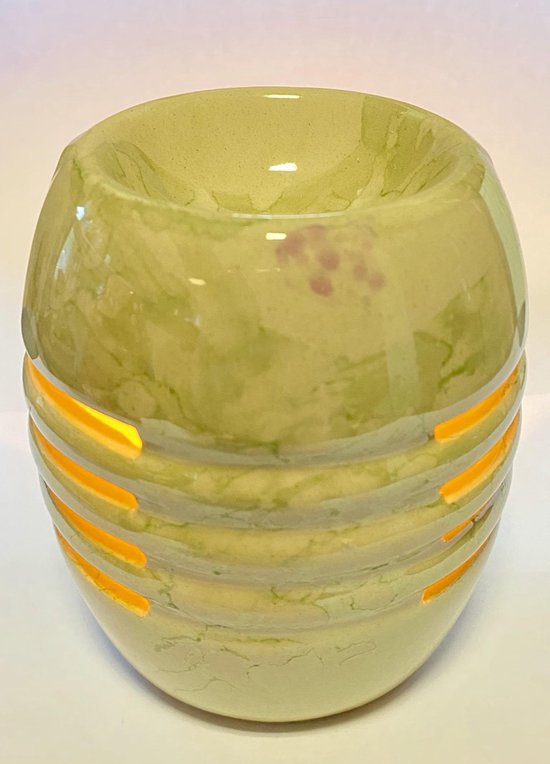 Oliebrander 'drum ' beige keramiek 9x10x9cm Aromabrander voor geurolie of wax smelt