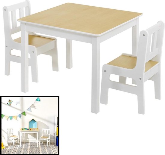 kaart verdrievoudigen streepje Decopatent® Kindertafel met stoeltjes van hout - 1 tafel en 2 stoelen voor  kinderen -... | bol.com