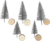 Creotime Miniatuur Kerstbomen 5 Stuks 4 - 6 Cm Zilver