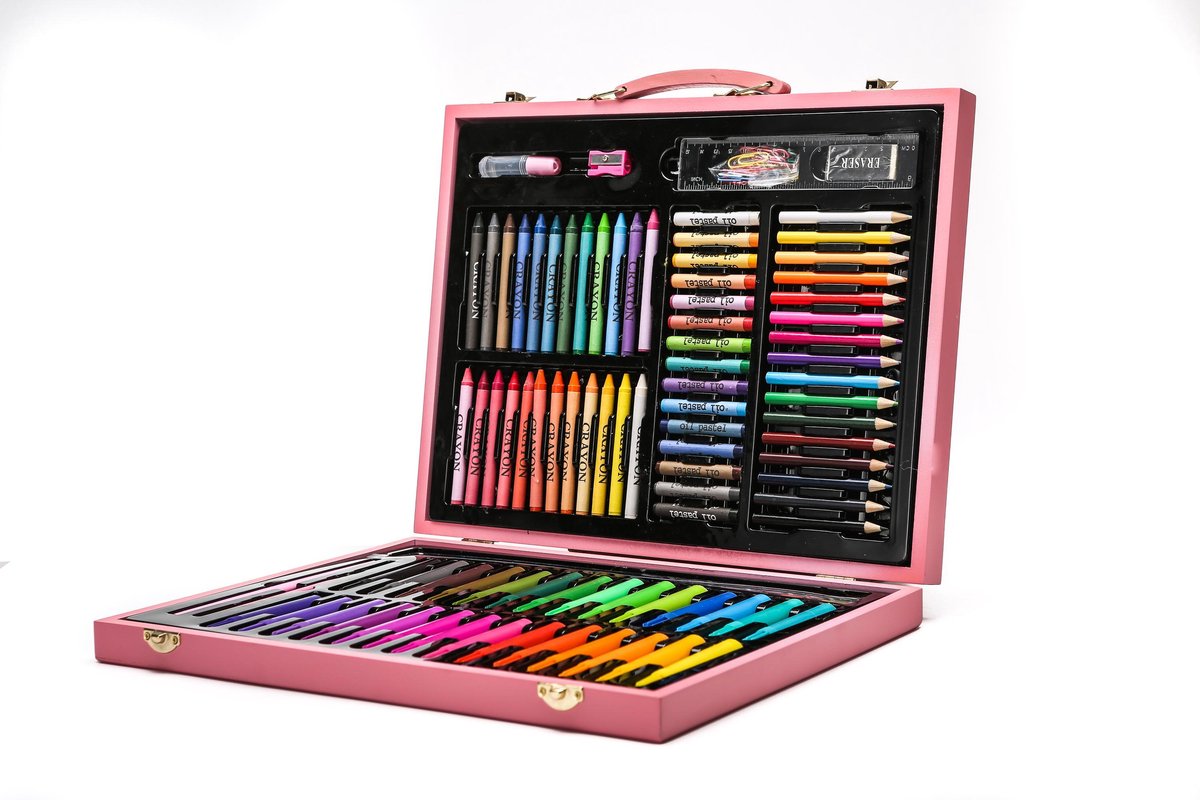 vaardigheid waarde klem 132 delige teken-opberg-koffer voor kinderen | Aquarel pennen, kleur  potloden, water... | bol.com