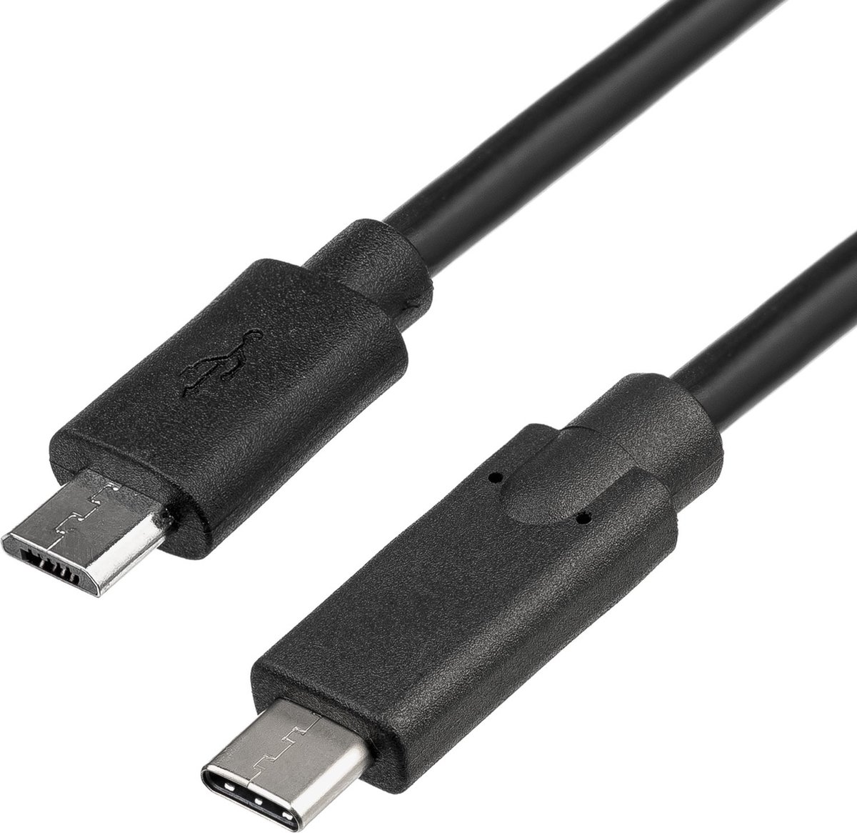 Akyga AK-USB-16 USB-kabel USB-micro-B stekker, USB-C stekker 1.00 m Zwart