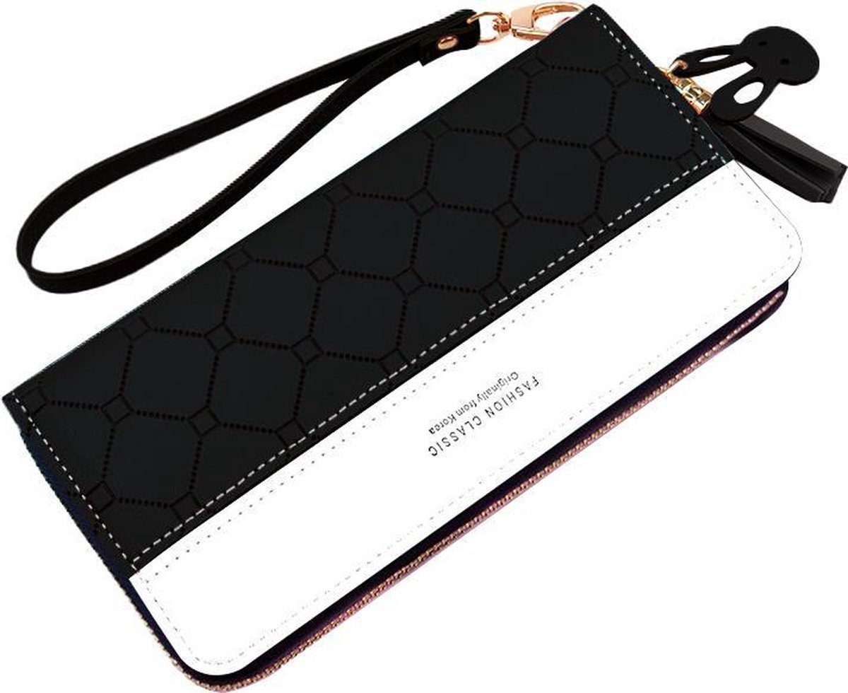 ZILOU® Ritsportemonnee - Dames - Telefoonvak - Polsband - Zwart
