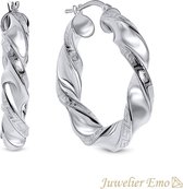 Juwelier Emo – Wokkel oorbellen met Meandros bewerking - Zilveren oorbellen dames – 27 MM