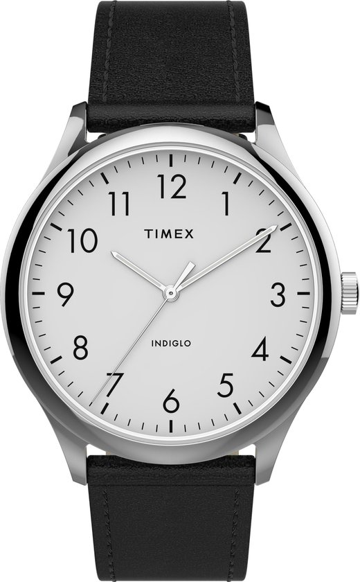 Timex Dames Easy Reader lederen band 30mm horloge, Blauw/Goud-Toon/Wit/30mm, 30 mm, Mixed : Timex