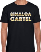 Drugscartel Sinaloa Cartel tekst t-shirt zwart en goud heren M