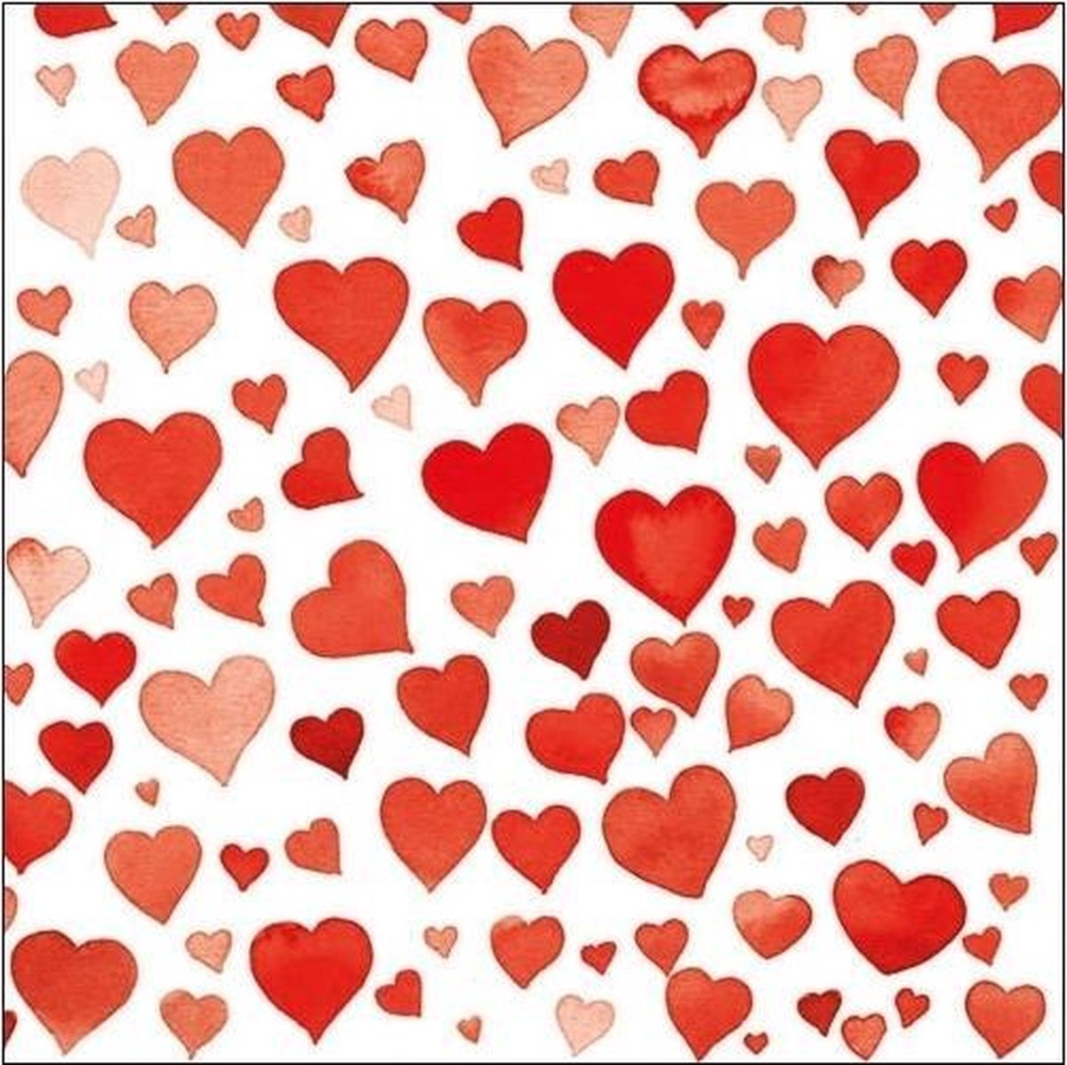 60x Servetten rode hartjes 33 x 33 cm papier - Valentijn - Papieren wegwerp tafeldecoraties - Ambiente
