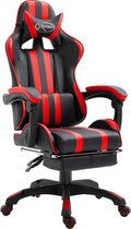 Luxe Gamestoel Zwart rood (Incl LW Fleece deken) met Voetenbankje - Gaming Stoel - Gaming Chair - Bureaustoel racing - Racestoel - Bureau stoel gamen