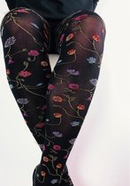 dames fashion netpanty 15denier bloemen zwart