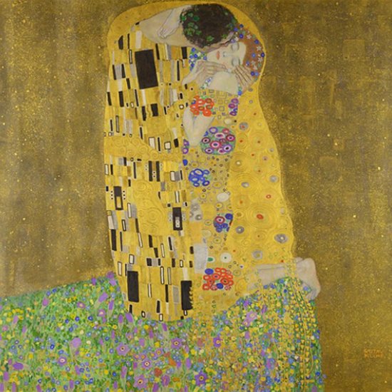 Peinture sur toile * Gustav Klimt - Le Baiser * -Symbolique - Or-Couleur - 60 x 60 cm