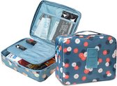 Travel Toiletbag - Reis Toilet Bag Make Up Organizer - Cosmetica Etui Tasje - Bloemen Patroon - Blauw