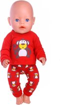 Poppenkleertjes - Geschikt voor Baby Born - Rode pyjama - Aap - Jongen of Meisje pop