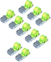 JUMBO Spanband 10 stuks, 50cm, 25mm met klemgesp , 250KG. Lime geel TUV gecertificeerd, conform EN-12195-2