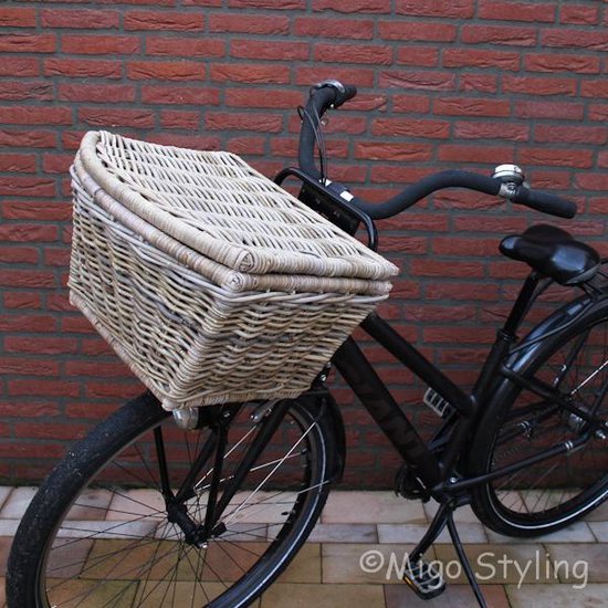 Fietsmand - met deksel - Rotan - Riet - Grey van FastRider — afbeelding 4