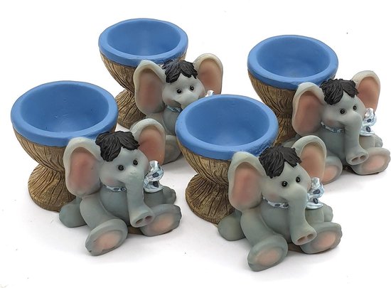 Eierdopjes set met olifantjes decoratie – Eier dopjes 4 stuks | GerichteKeuze
