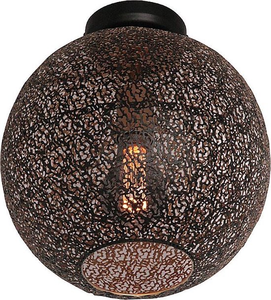 Freelight Oronero plafondlamp - bollamp - kap Ø30 cm - excl. E27 lichtbron - zwart met goud