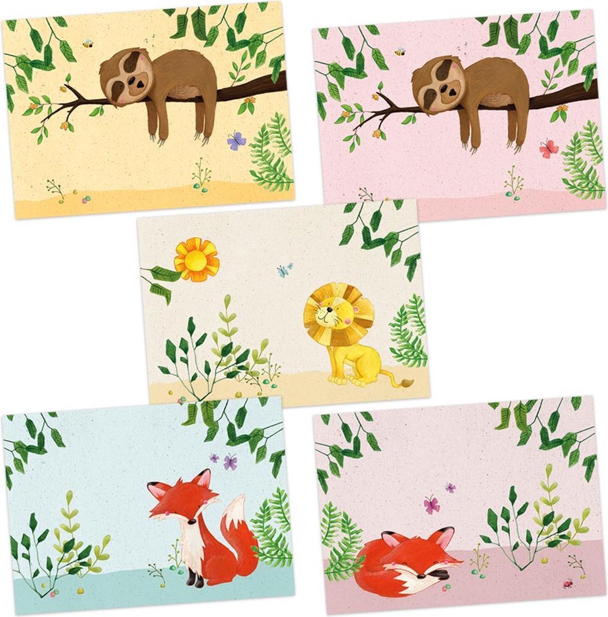 Set van 5 posters babykamer A4| Dierenposters | Illu-Straver