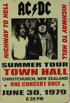 Wandbord - Concertbord AC/DC Summer Tour 1979 -20x30cm