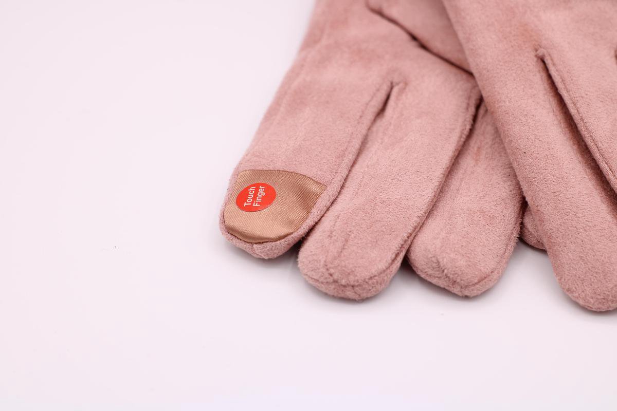 Suede dames handschoenen met bont - Touch handschoenen - roze | bol