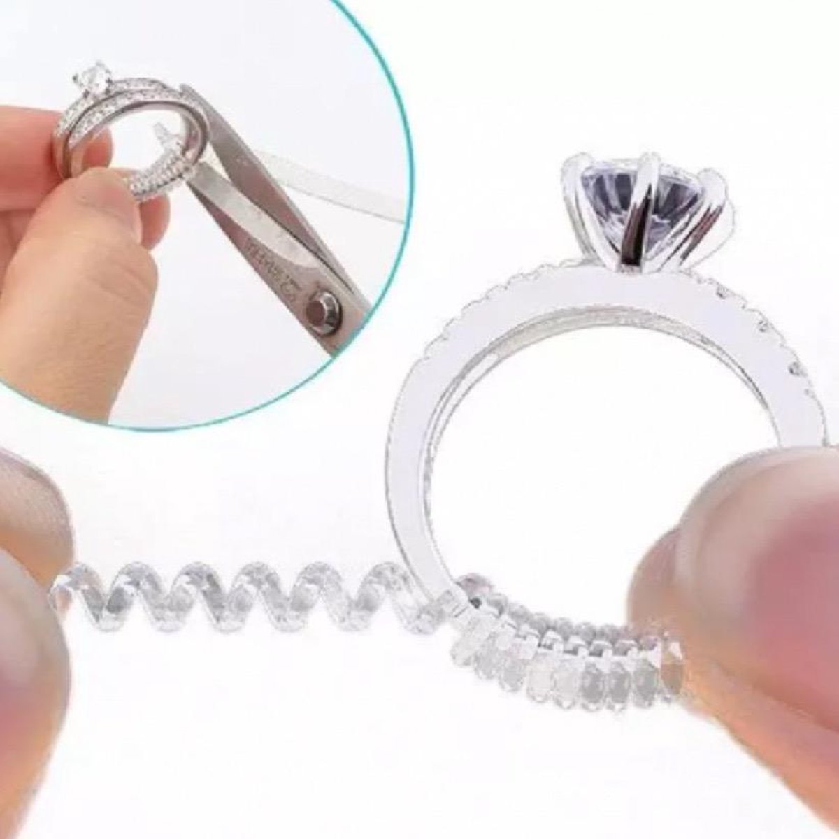 lobby Discriminatie rol Ring verkleiner - smalle ring- kunstsof- transparant-Charme Bijoux - ring  kleiner maken | bol.com