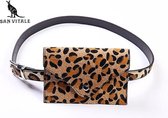 San Vitale® - Klein Heuptasje met Riem - Fanny Pack - Leopard - Riem - Panterprint - Licht bruin/Zwart