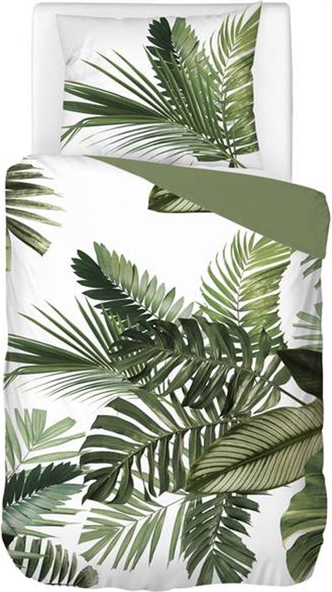 Snoozing Palm Leaves - Housse de couette - Simple - 140x200 / 220 cm + 1 taie d'oreiller 60x70 cm - Vert