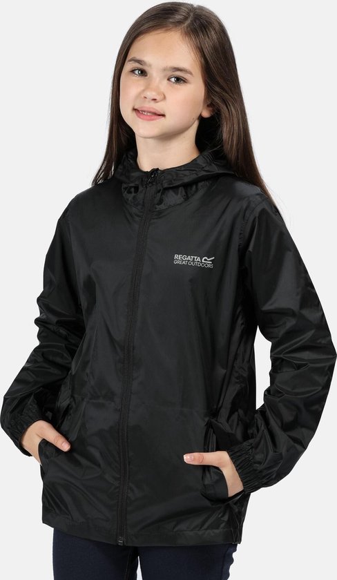 Regatta - Kids Pack It III Opvouwbaar Kinder Regenjack - Zwart - Maat 98