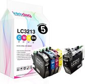Inktdag inktcartridges voor Brother LC3213 inktcartridges LC 3213XL  multipack van 5 kleuren (2*BK, C, M en Y)
