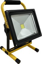 Bouwlamp met accu 30W | Oplaadbaar | Daglicht 6000K | Autolader | Draadloze LED schijnwerper | Draadloos bouwlamp