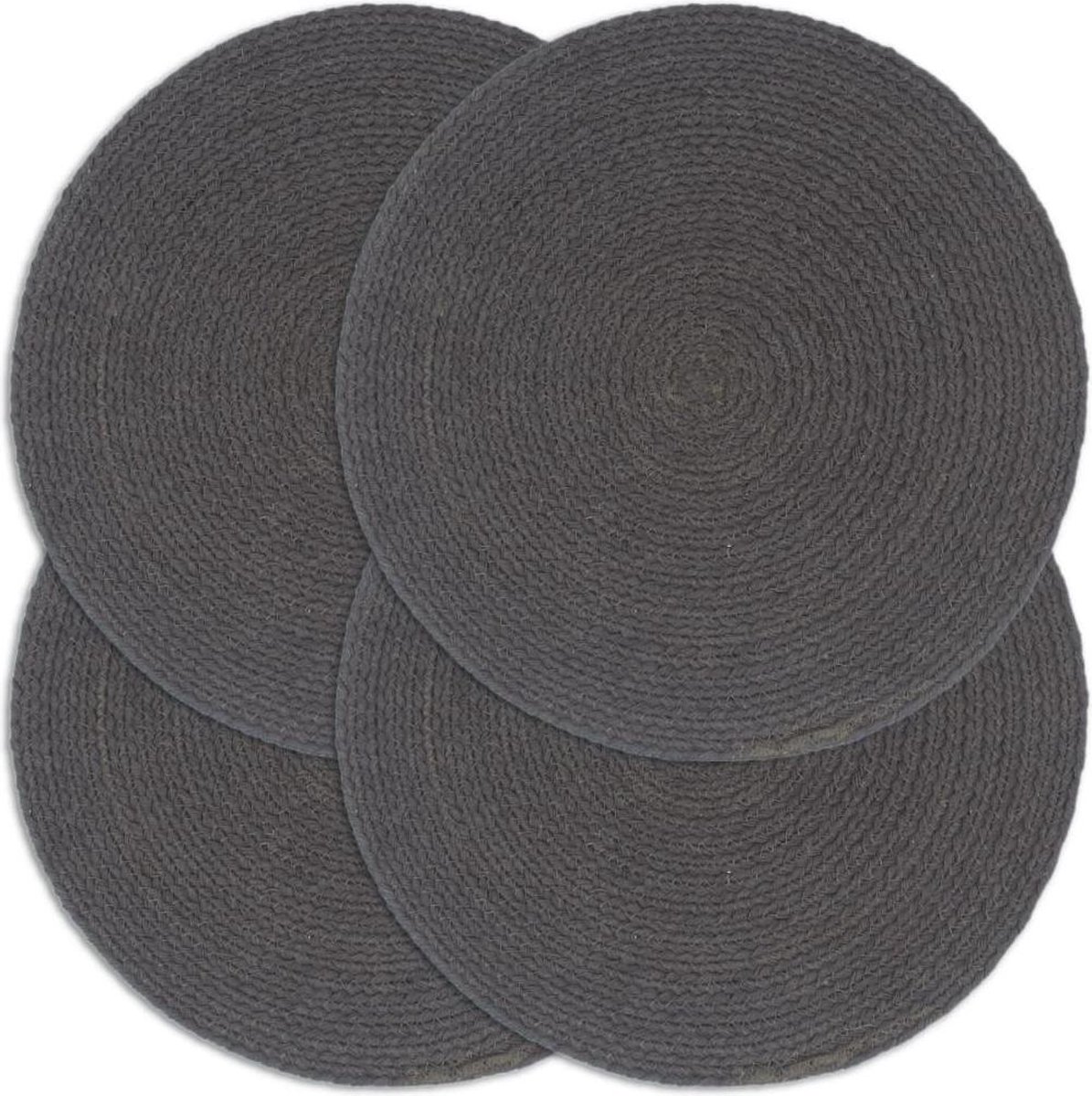 vidaXL - Placemats - 4 - st - rond - 38 - cm - katoen - effen - donkergrijs