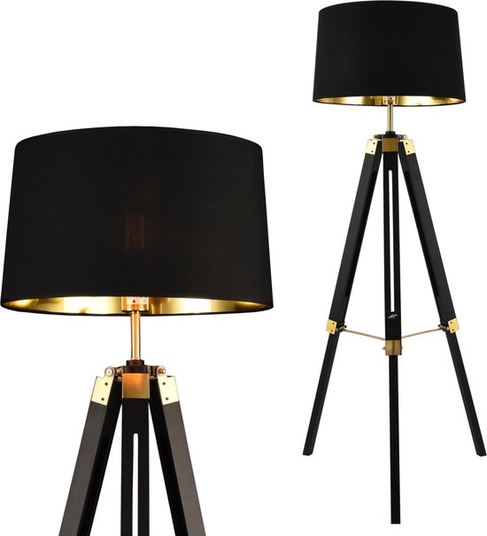 bol.com | Vloerlamp – Staande lamp – Afmeting (H) 145 cm – Lampkap (HxØ) 25  x 45 cm – Fitting 1...