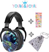 Young & Royal Gehoorbeschermer - Oorkappen - Gehoorbeschermer - Oorbeschermer - Inclusief Tasje & 3D dieren stickers- Vanaf 6maanden-Baby - Peuter- Puber - Universele pasvorm - Oor