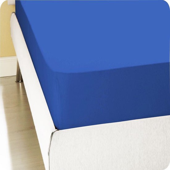 Homee Hoeslaken Jersey stretch royal blauw 80/90x200/220 +30 cm eenpersoons  bed 100%... | bol.com