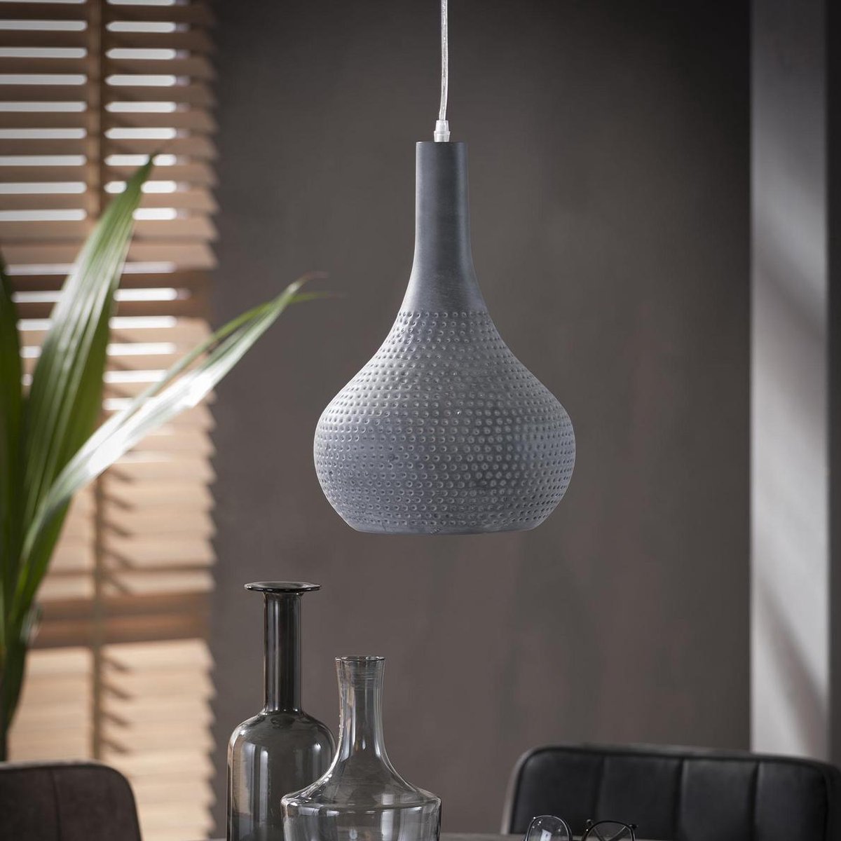 mouw hout paneel Hanglamp 'Judd' 1-lamps, 25cm, kleur Grijs | bol.com