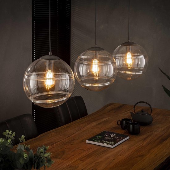 Voorspellen opladen binnen LifestyleFurn Glazen Hanglamp 'Delroy' 3-lamps | bol.com