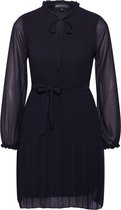 Mela London jurk long sleeve pleated belted dress Zwart-12 (40)