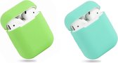 Bescherm Hoesje Cover SET 2 STUKS voor Apple AirPods Case -Lime green en mint groen