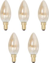 5 stuks Calex LED Kaarslamp E14 2W 2100K Goud