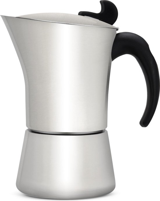 Leopold Vienna Moka Pot Stovetop Coffee Maker, Black, Stainless