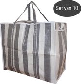 Castillo Jumbo Bag XL - Wastas  / Opbergtas / Verhuistas / Big Shopper - Set van 10 stuks - Grijs Wit