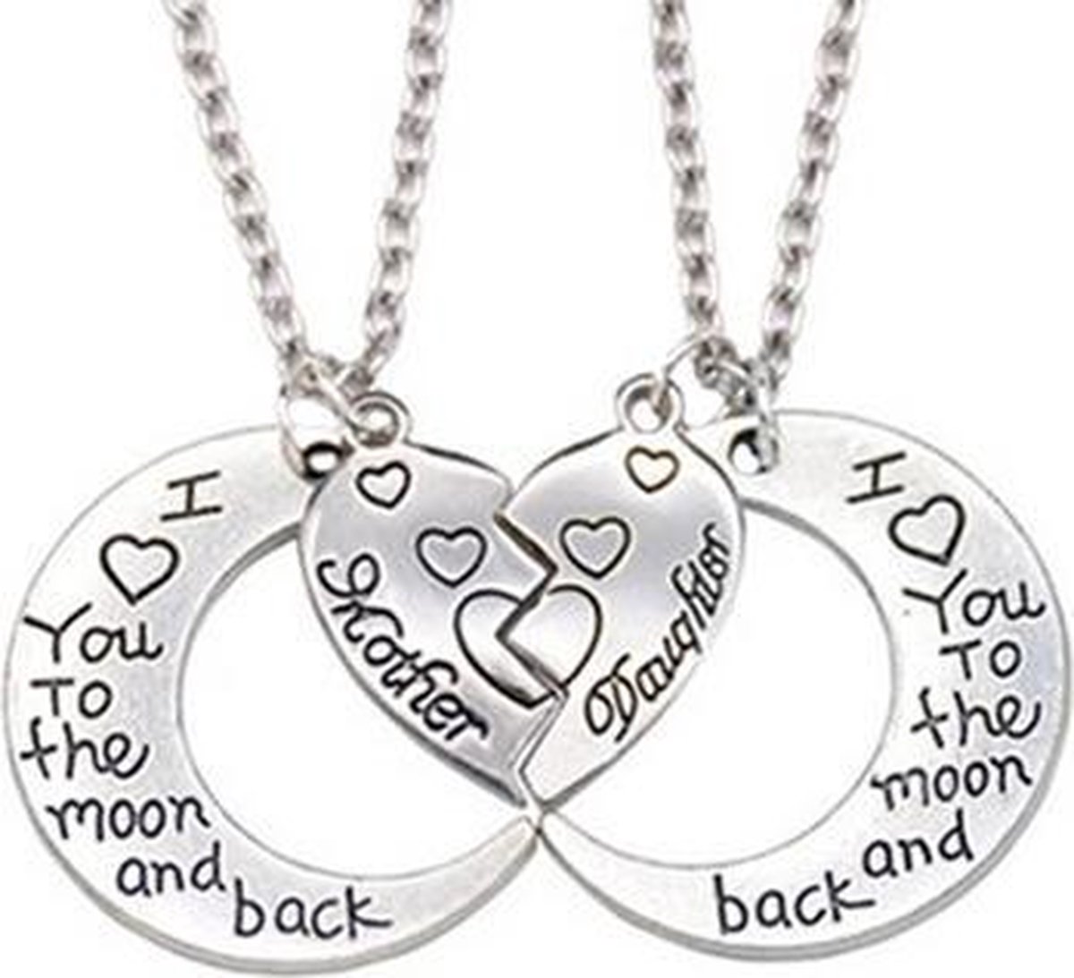 Zoëies moeder dochter ketting 2-delig I love you to the moon and back