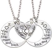 Zoëies moeder dochter ketting 2-delig I love you to the moon and back